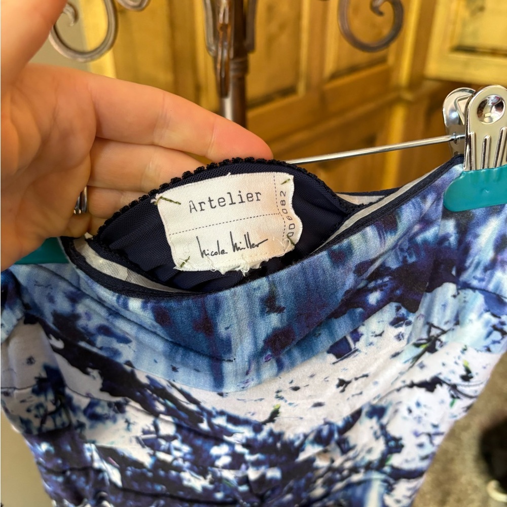 Nicole Miller Artelier Blue and White Dress
